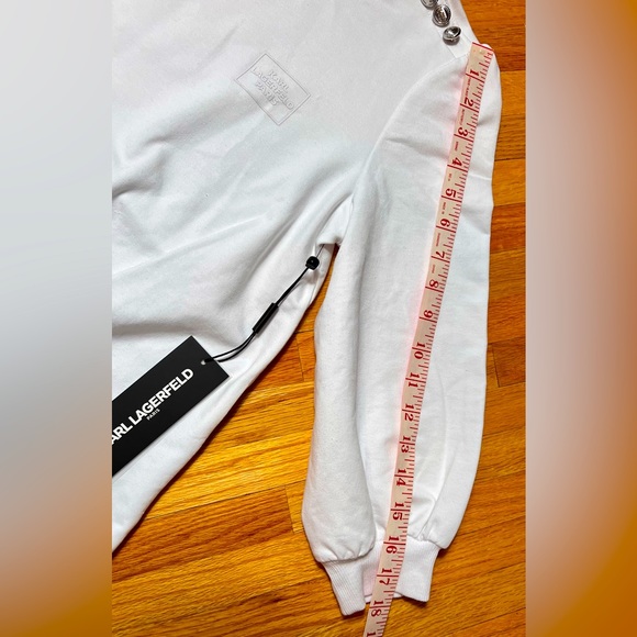 BRAND NEW Karl Lagerfeld Paris White Signature Sweatshirt-XS-Excellent Condition - Picture 9 of 9